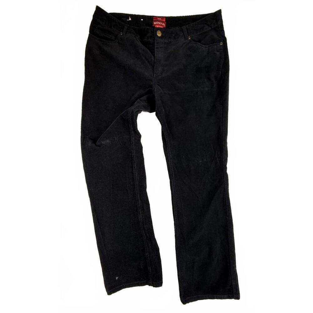 Merona Pants Womens 16 Black Corduroy Straight Leg Stretch Chino Casual Fall
